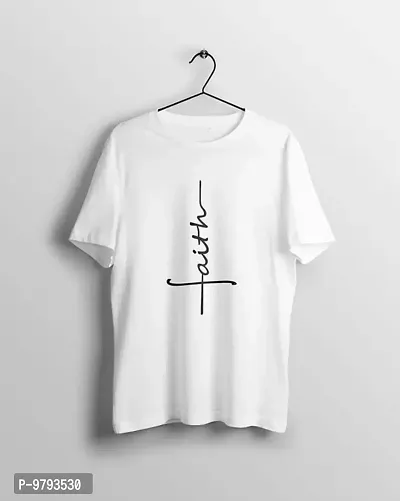 Faith Printed Unisex White T-shirt-thumb0