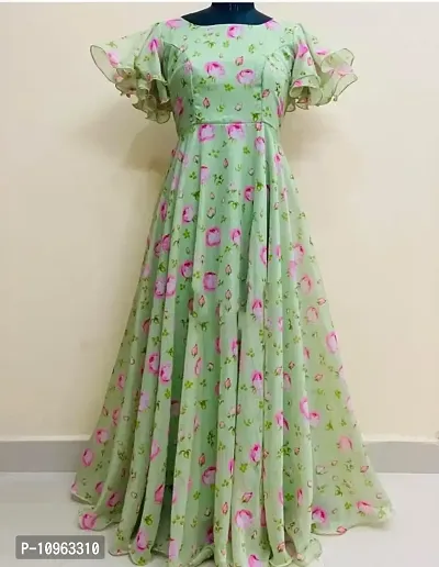 EXCLUSIVE TRENDY LOOK BABY GREEN COLORED DESIGNER GOWN-thumb0