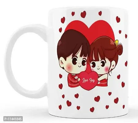 Cute Couple Love You Make My Heart Smile Printed Coffee Mug Best Special Gift for Girlfriend Boyfriend, Husband Wife on Birthday, Anniversary, Valentine Day, Friendship day