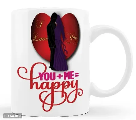 &nbsp;Love You You + Me  Happy Couple Printed Coffee Mug Best Special Gift for Girlfriend Boyfriend, Husband Wife on Birthday, Anniversary, Valentine Day, Friendship day-thumb0