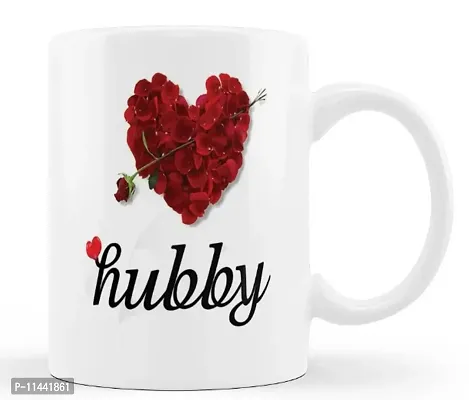 Hubby Rose Heart Printed Coffee Mug Best Gift for Husband on Birthday, Friendship day, Anniversary, Valentine Day-thumb0