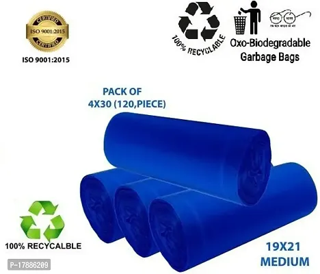 ASCREATION  19*21 Dustbin Bags Pack of 4 Biodegradable Bags in Blue Colour Medium Medium 13 L Garbage Bag  (120 Bag )-thumb0