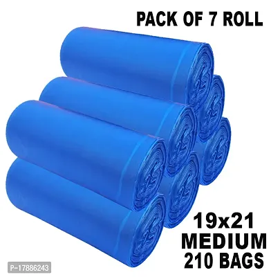 ASCREATION  19*21 Dustbin Bags Pack of 7 Biodegradable Bags in Blue Colour Medium Medium 13 L Garbage Bag  (210 Bag )-thumb0