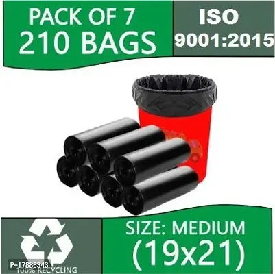 ASCREATION  19*21 Dustbin Bags Pack of 7 Biodegradable Bags in Black Colour Medium Medium 12 L Garbage Bag  (210 Bag )