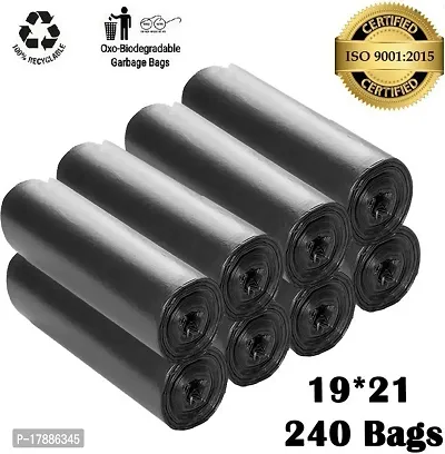 ASCREATION  19*21 Dustbin Bags Pack of 8 Biodegradable Bags in Black Colour Medium Medium 12 L Garbage Bag  (240 Bag )-thumb0