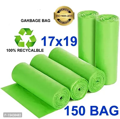 ASCREATION Biodegradable Green Garbage Bag - 19x21 (05X30=150 Pieces) Medium 12 L (150Bag )-thumb0