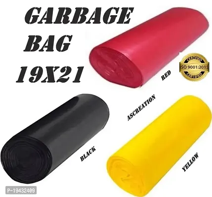 ASCREATION Biodegradable Yellow,Red,Black Garbage Bag - 19x21(03X30=90 Pieces) Medium 12 L (90Bag )-thumb0