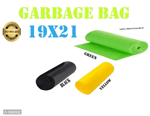 ASCREATION Biodegradable Yellow,Black,Green Garbage Bag - 19x21(03X30=90 Pieces) Medium 12 L (90Bag )