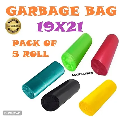 ASCREATION Biodegradable Yellow,Red,Green,Ocean Green,Black Garbage Bag - 19x21(05X30=150 Pieces) Medium 12 L (150Bag )-thumb0