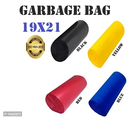 ASCREATION Biodegradable Yellow,Red,Blue,Black Garbage Bag - 19x21(04X30=120 Pieces) Medium 12 L (120Bag )