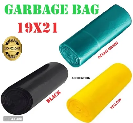 ASCREATION Biodegradable Yellow,Black,Ocean Green Garbage Bag - 19x21(03X30=90 Pieces) Medium 12 L (90Bag )