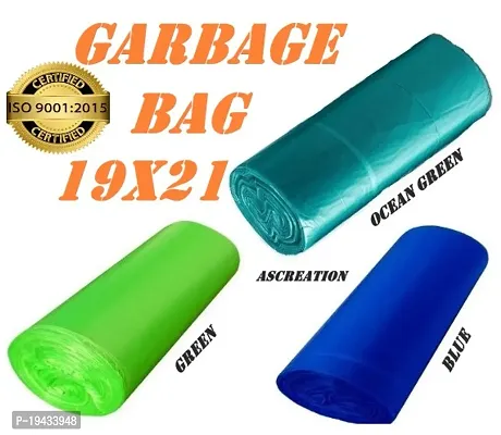 ASCREATION Biodegradable Green,Ocean Green,Blue Garbage Bag - 19x21(03X30=90 Pieces) Medium 12 L (90Bag )-thumb0