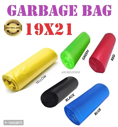 ASCREATION Biodegradable Yellow,Red,Green,Black,Blue Garbage Bag - 19x21(05X30=150 Pieces) Medium 12 L (150Bag )