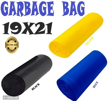 ASCREATION Biodegradable Yellow,Blue,Black Garbage Bag - 19x21(03X30=90 Pieces) Medium 12 L (90Bag )-thumb0