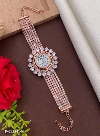 Stylish Design AD Daimond and Pearl Bracelet type watch for Women and Girls