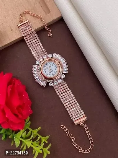 Stylish Design AD Daimond and Pearl Bracelet type watch for Women and Girls-thumb0