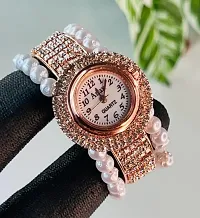 Stylish Design AD Daimond and Pearl Bracelet type watch for Women and Girls-thumb1