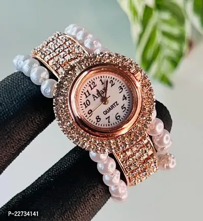 Stylish Design AD Daimond and Pearl Bracelet type watch for Women and Girls-thumb2