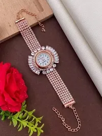 Stylish Design AD Daimond and Pearl Bracelet type watch for Women and Girls-thumb1