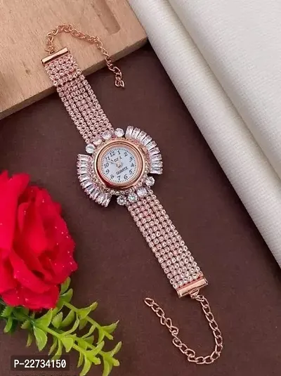 Stylish Design AD Daimond and Pearl Bracelet type watch for Women and Girls-thumb2