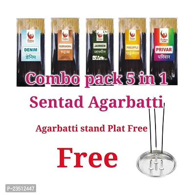 Black Agarbatti Combo Pack 5 In 1 Fragrance Agarbatti, Denim (100 Gm), Rudhraksha (100 Gm), Jasmin (100 Gm), PineApple (100 GM), Parivar (100 Gr ) Total 500 GM Agarbatti-thumb0