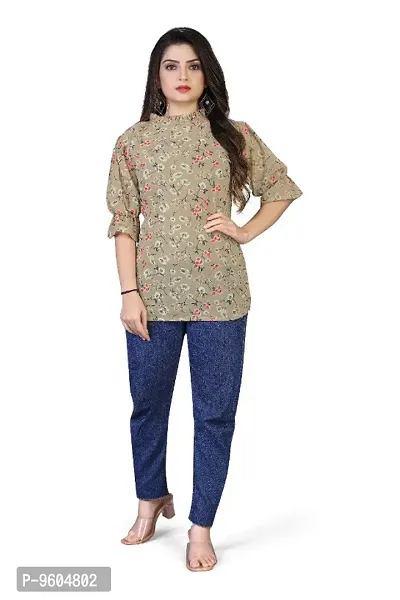 Women Georgette Printed Blouse Top-thumb0