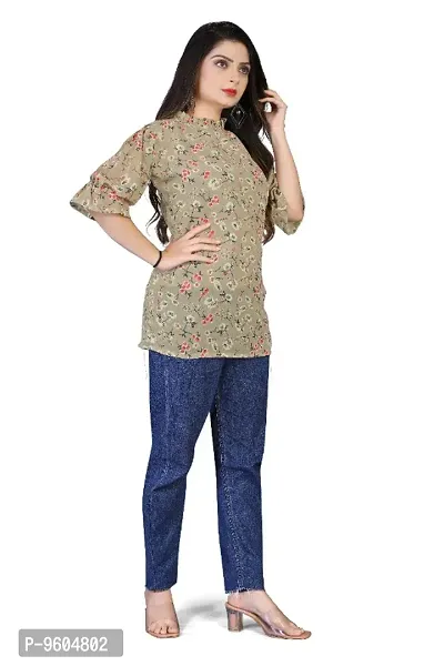 Women Georgette Printed Blouse Top-thumb2