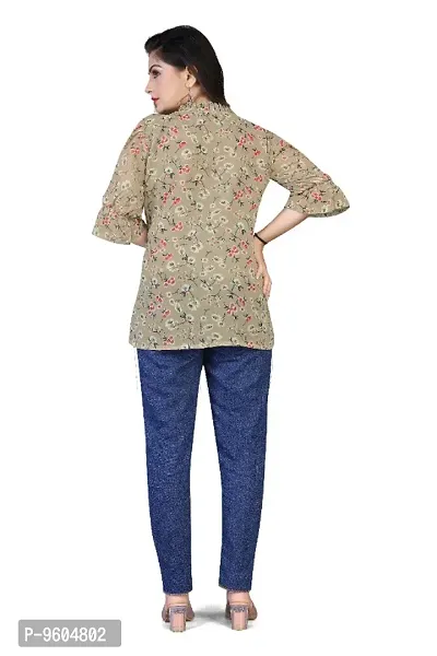 Women Georgette Printed Blouse Top-thumb3