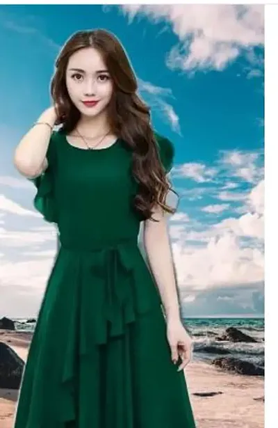 Stylish Blend Solid Dress For Women