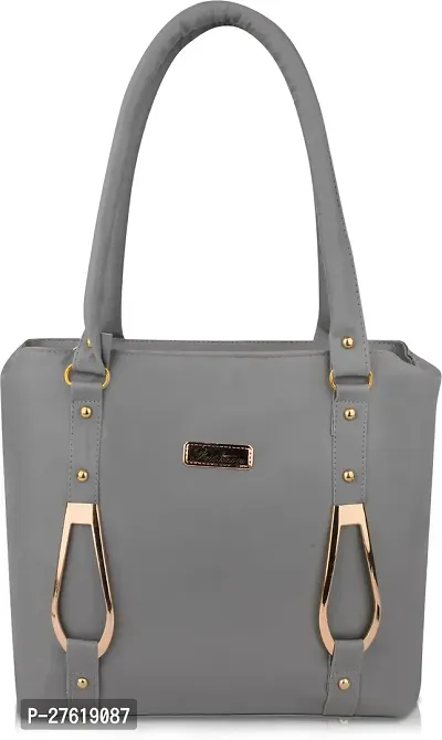 Fancy Grey PU Solid Handbags For Women