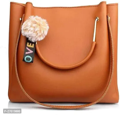 Fancy Brown PU Solid Handbags For Women-thumb0