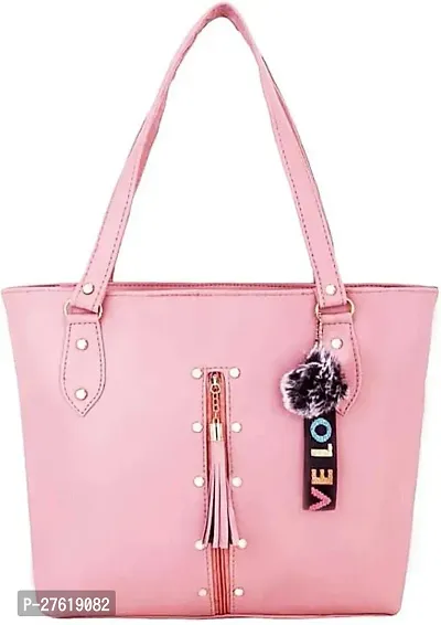 Fancy Pink PU Solid Handbags For Women