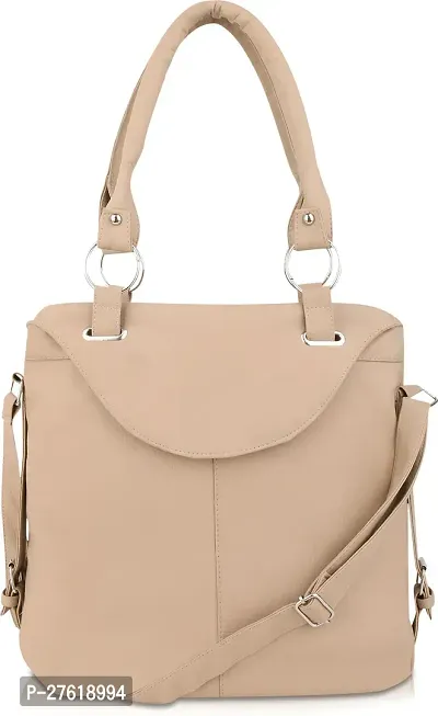 Fancy Beige PU Solid Handbags For Women