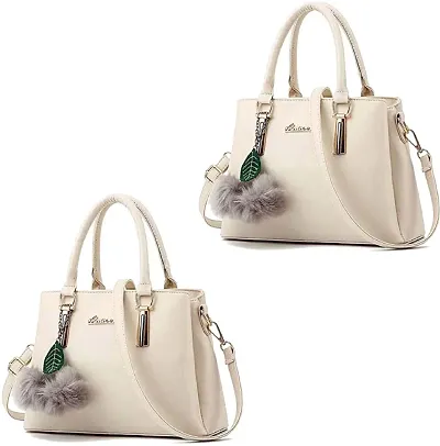 Fancy PU Solid Handbags For Women - Pack Of 2