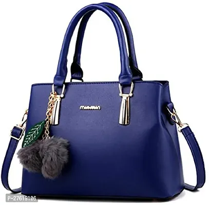 Fancy Blue PU Solid Handbags For Women