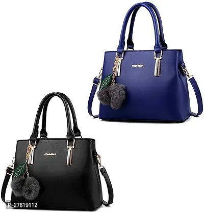 Fancy Multicoloured PU Solid Handbags For Women Pack Of 2