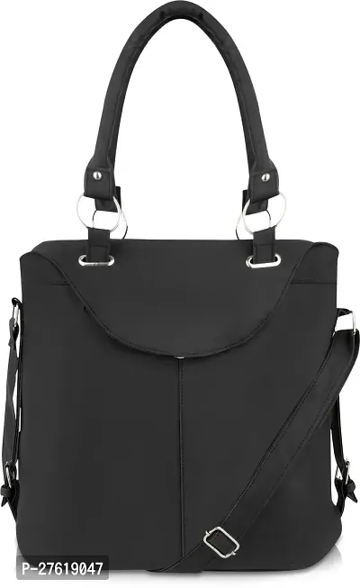 Fancy Black PU Solid Handbags For Women-thumb0