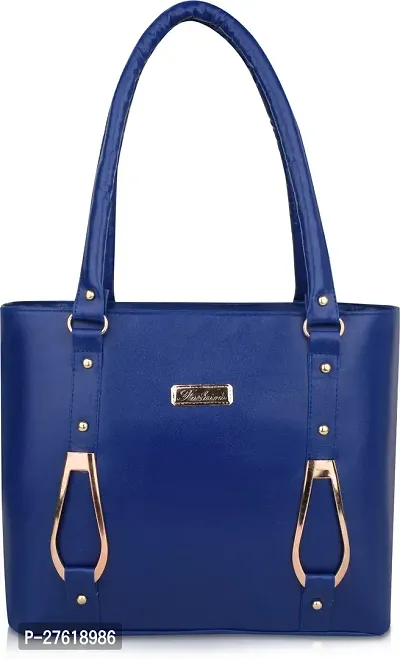 Fancy Blue PU Solid Handbags For Women