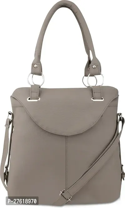 Fancy Grey PU Solid Handbags For Women-thumb0