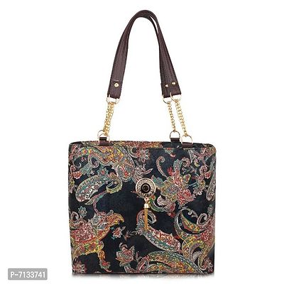 Beautiful Black Pu Printed Handbags For Women-thumb0