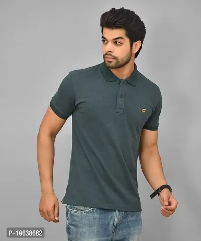 BENAVJI Men's 100% Cotton Regular Polo T-Shirt (Forest Green)(Size-2XL)-thumb3