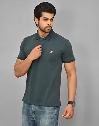 BENAVJI Men's 100% Cotton Regular Polo T-Shirt (Forest Green)(Size-2XL)-thumb3