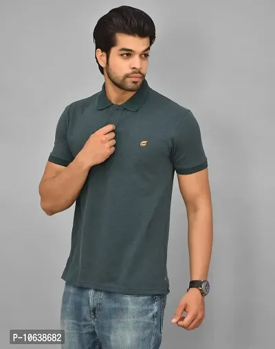 BENAVJI Men's 100% Cotton Regular Polo T-Shirt (Forest Green)(Size-2XL)-thumb4