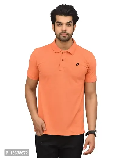 BENAVJI Men's 100% Cotton Regular Polo T-Shirt (Mustrad Orange)(Size-XL)