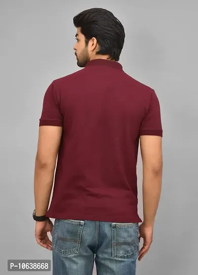 BENAVJI Men's 100% Cotton Regular Polo T-Shirt (Mustrad Maroon)(Size-XL)-thumb2