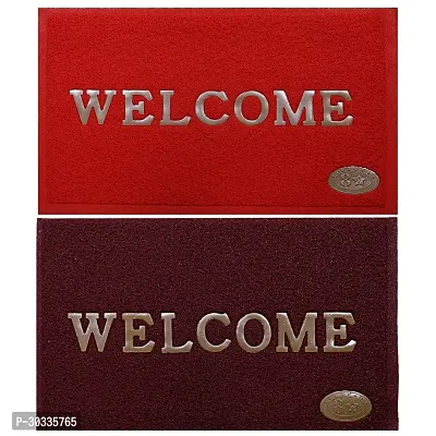 Stylish Multicoloured Polyvinyl Chloride Door Mats Pack Of 2-thumb0