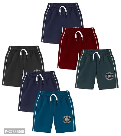 Stylish Regular Fit Cotton Shorts for Boys Pack of 6-thumb0