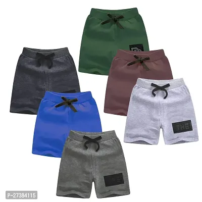 Stylish Regular Fit Cotton Shorts for Boys Pack of 6-thumb0