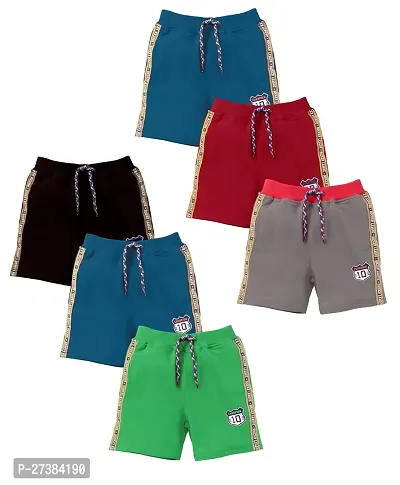 Stylish Regular Fit Cotton Shorts for Boys Pack of 6