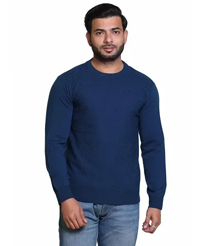 Stylish Acrylic Solid Long Sleeves Pullover Sweater For Men